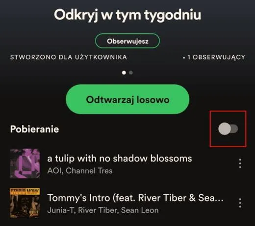 Aktywowana karta Spotify