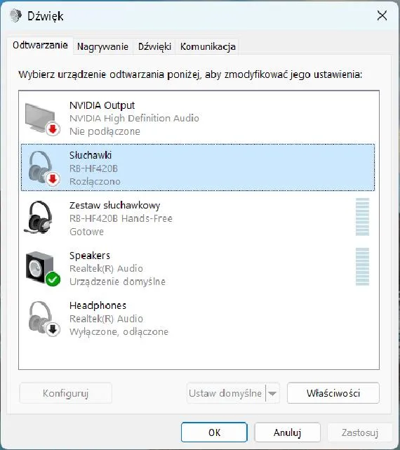 Podłączanie słuchawek kablowych